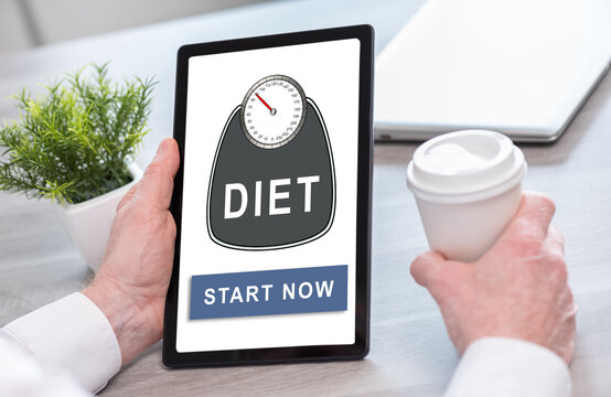 Diet concept on a tablet