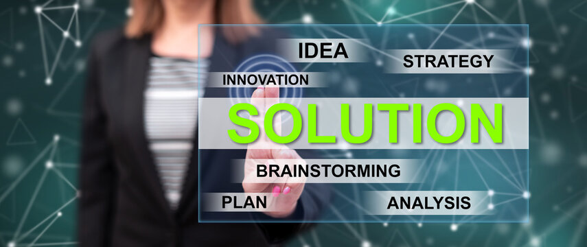 Woman touching a solution concept