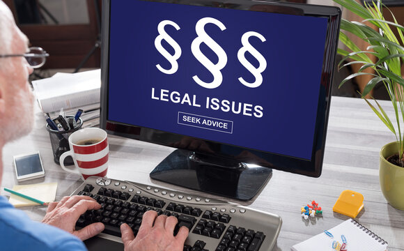 Legal issues concept on a computer