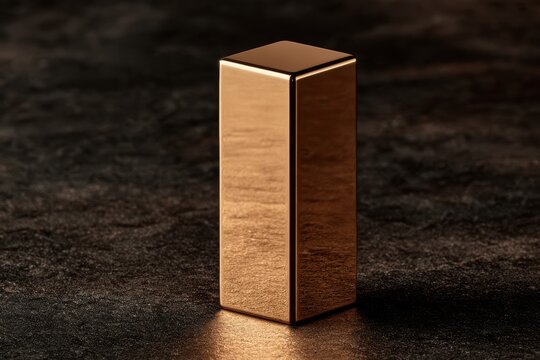 Polished gold ingot representing wealth, success, and prosperity on a rough surface