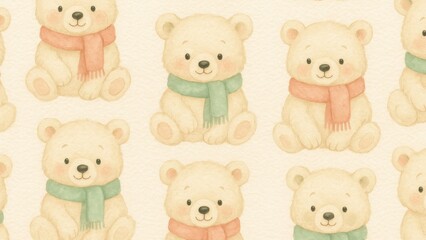 Fototapeta premium Cute bears with colorful scarves.