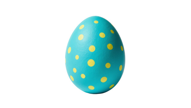 Turquoise Easter egg with yellow polka dots, isolated on transparent background