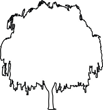 Hand drawn sketch of a weeping willow tree silhouette