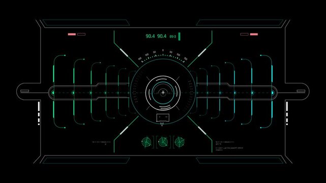 Futuristic Target Tracking HUD With Concentric Reticle And Alignment Grid