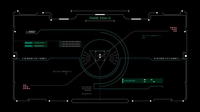 Futuristic Targeting HUD With Triangular Reticle And Coordinate Tracking Interface