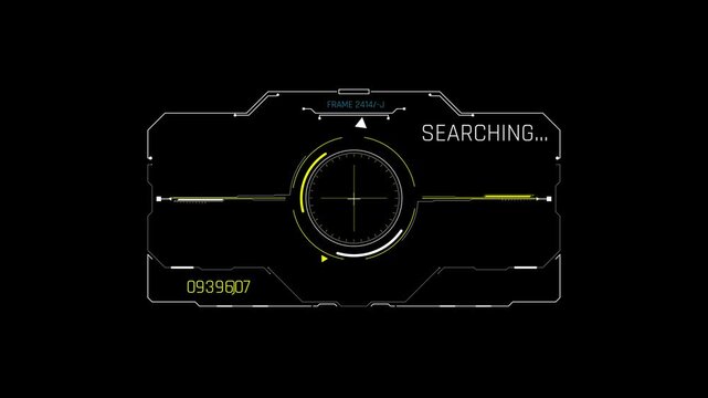Futuristic Target Search HUD With Circular Reticle And Scanning Interface