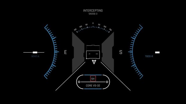 Futuristic Interception HUD With Central Target Marker And Direction Scale Interface