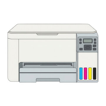 Ilustraci&oacute;n vectorial de una impresora de inyecci&oacute;n de tinta