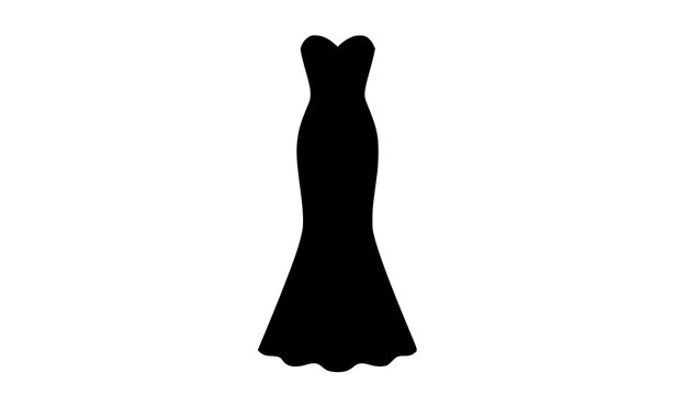 Strapless sweetheart mermaid gown silhouette vector icon fitted fishtail fashion illustration