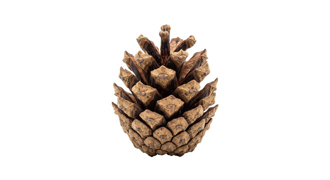 Detailed macro view of a single brown pine cone with visible scales and texture