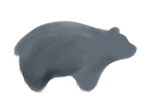Silueta de oso pintada a mano en estilo art&iacute;stico