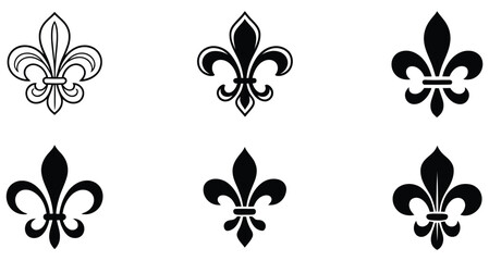 Fleur de lis vector symbols for ornamental decoration, heraldic design, elegance, and classic styling © MSTRINA