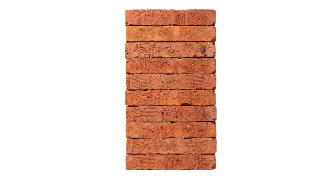 Stack of weathered red clay bricks for construction and building projects