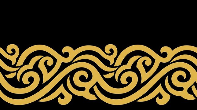 Golden ornate scroll pattern border on black background.