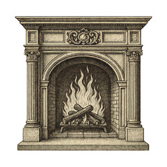 Fototapeta premium PNG Vintage ornate fireplace illustration.