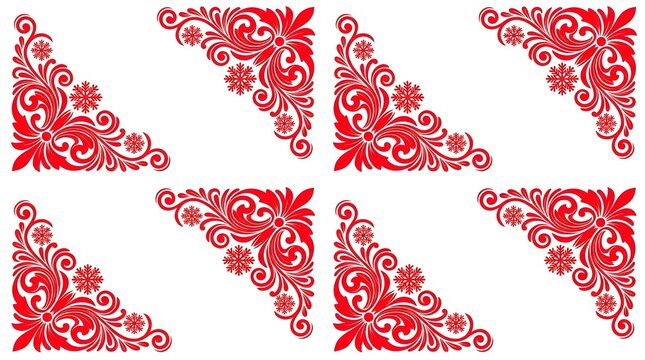 Red Christmas Floral Seamless Pattern on White Background