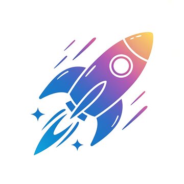 Colorful cartoon rocket ship flying in space