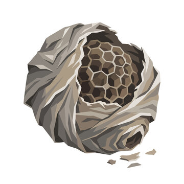 Broken Wasp Nest UI 2D game asset polygon lasso fill painting, Cartoon PNG Illustration
