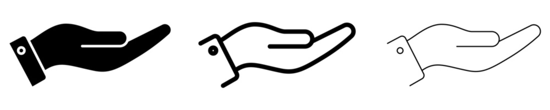 Open hand solid glyph icon for giving or receiving