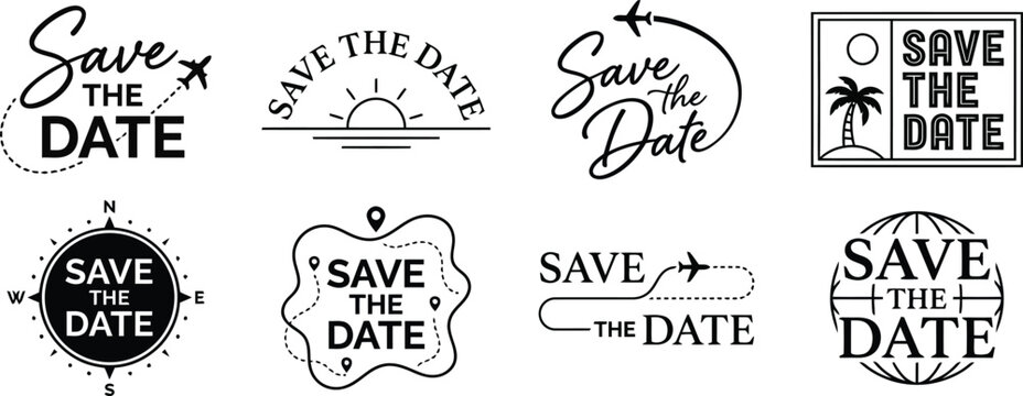 Save The Date Wedding Typography Lettering Collection