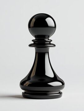 Sleek black chess pawn isolated on white background. Perfect for game, strategy, or competition concepts. High-gloss finish adds visual interest