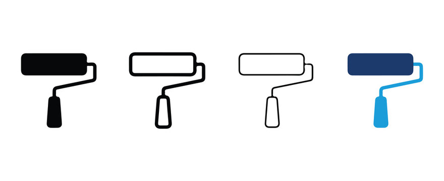 paint roller icons with varying fill levels isolated on transparent background