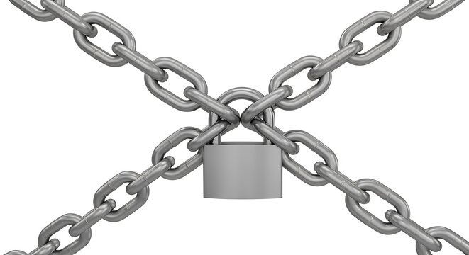 Locked Chains with a Strong Padlock Symbolize Security and Connection