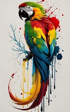 abstract colorful parrot on grunge background