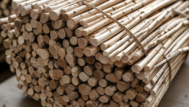 Stack of wooden sticks tied together in a bundle illustration