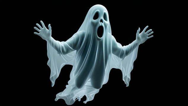 Scary ghost floating with open mouth for Halloween illustration