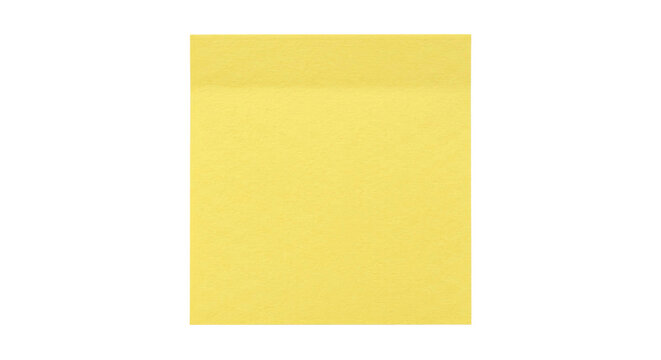 Bright yellow sticky note isolated on a clean white background for easy use
