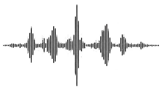 Abstract audio waveform patterns displayed in three distinct segments against a clean white background symbolizing sound waves and digital signal processing