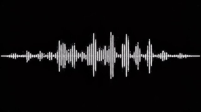Abstract audio waveform visualization on black background with subtle motion for digital sound design