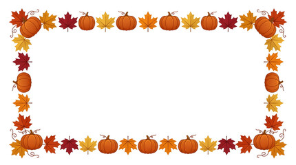 Fototapeta premium A beautiful thanksgiving day border featuring autumn leaves and pumpkins perfect for invitations cards and festive decorations celebrating gratitude and family