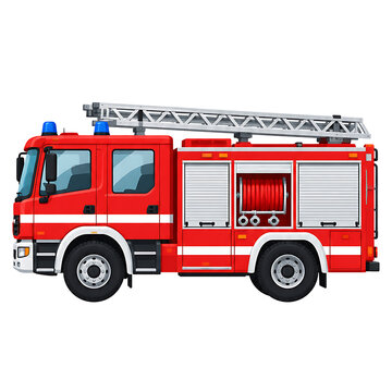 fire truck isolated on transparent background suitable for presentation