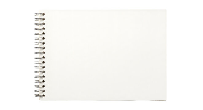 Blank open spiral notepad sheet with metal wire binding