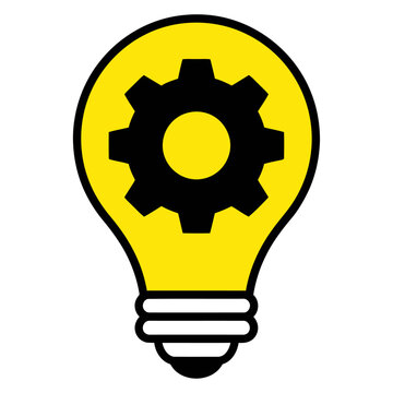 Lightbulb and gear icon vector illustration representing business solution and technical innovation