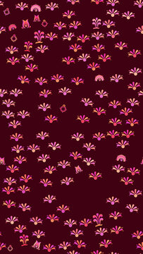 Stylized floral seamless pattern in pink and orange