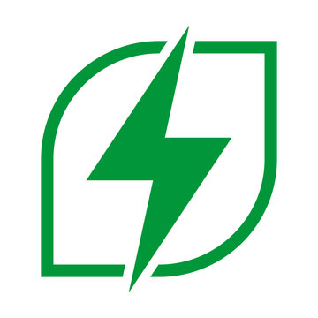 Green Energy Broken Leaf Lightning Bolt