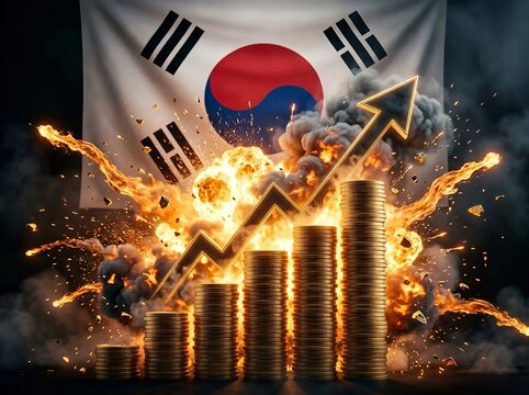 South Korea Economic Growth. South Korea financial market expansion, stock market recovery, GDP increase, national wealth creation, investment opportunities, banking growth, currency strength