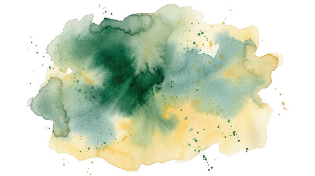 Abstrakter Aquarellfleck in Gr&uuml;n und Gelb