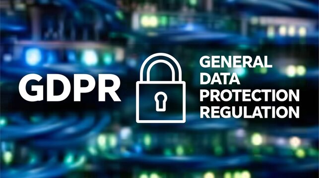 GDPR ,General Data Protection Regulation Compliance Concept with a Server Room Background  