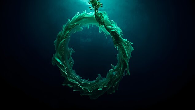 Green Liquid Ring Floating Underwater Circle