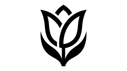 Fototapeta premium Abstract black tulip flower logo icon.