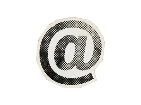 Halftone dot printed at symbol magazine paper cutout scrap isolated on transparent background