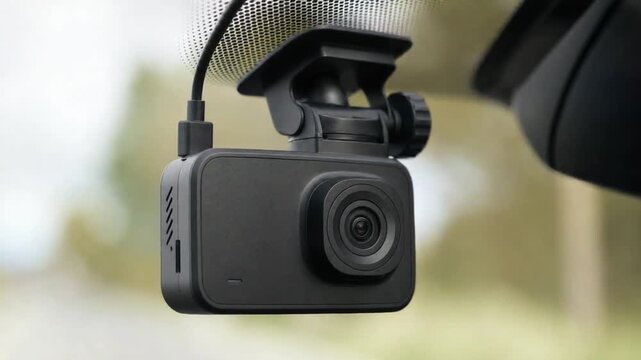 Dashcam in a car.