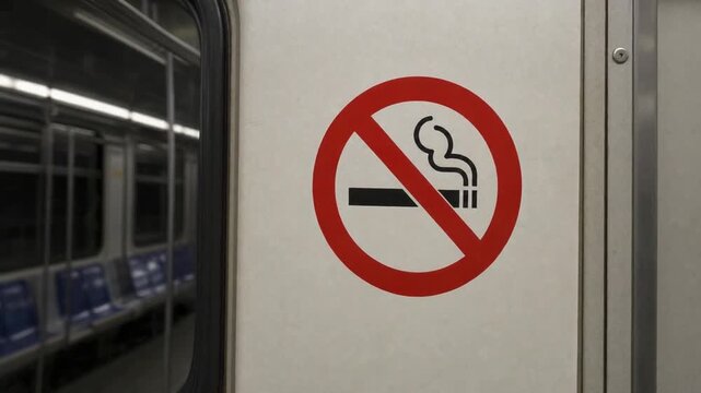 No smoking sign on the subway.
