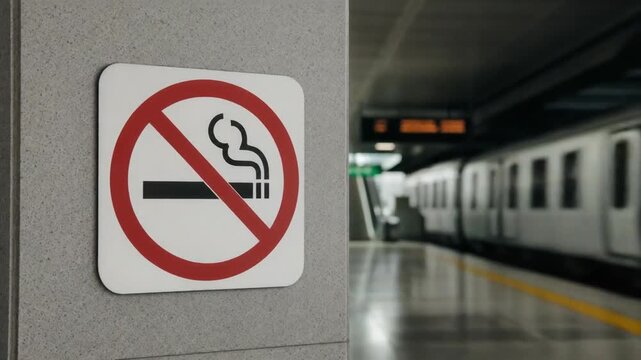 No smoking sign on the subway.