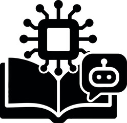 Naklejka premium Artificial intelligence education and AI learning technology icon