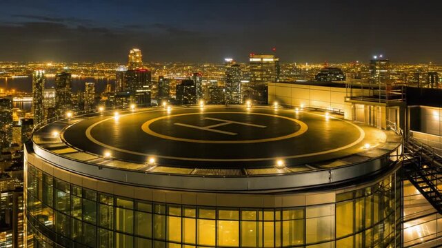 Helicopter on a helipad.
